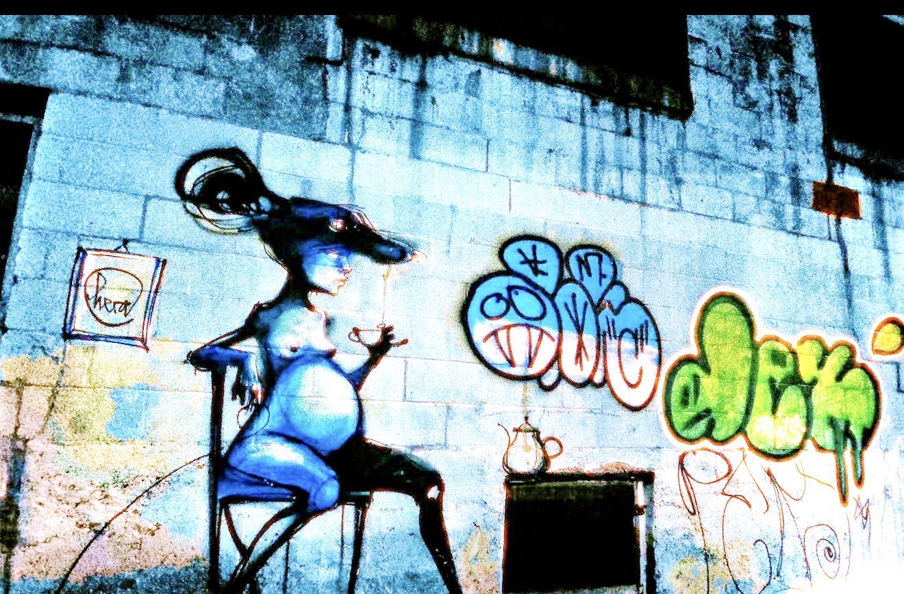 Large colourful graffiti mural